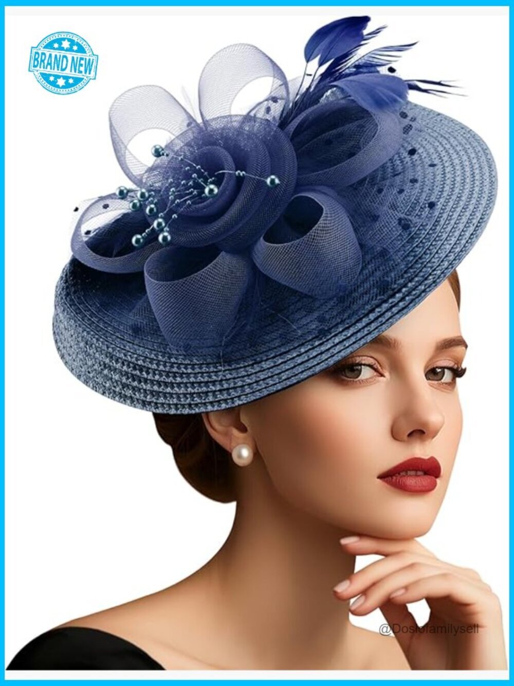 Vintage Fascinator Hat with Feathers and Veil Headband and Clip Included Tea